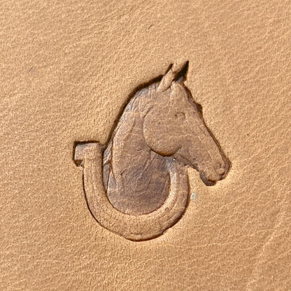 LT691 Horse leather stamp LT691 — single impression on veg-tan leather