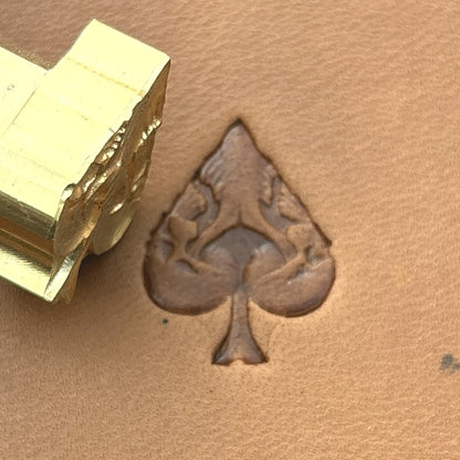 Leaf Textured leather stamp LT694 — brass stamping tool with imprint on natural veg-tan leather