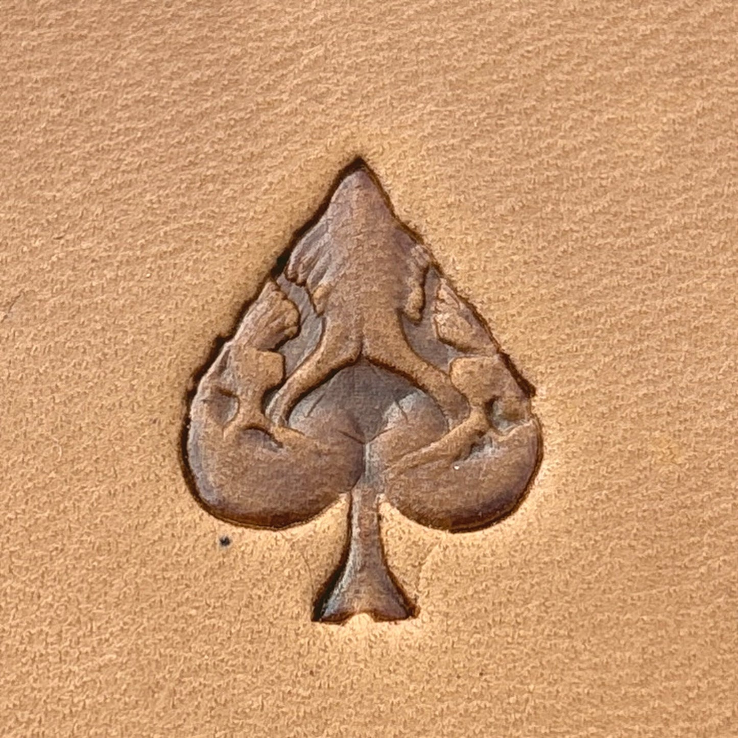 Leaf Textured leather stamp LT694 — pattern imprint on veg-tan leather