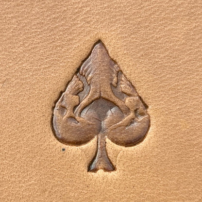 Leaf Textured leather stamp LT694 — single impression on veg-tan leather
