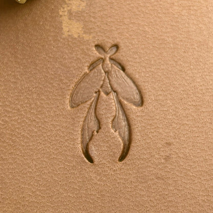 Insect Long Wings leather stamp LT709 — pattern imprint on veg-tan leather