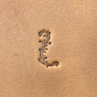 Ornate Initial Flower leather stamp LT711 — pattern imprint on veg-tan leather