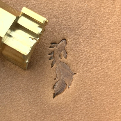 Flowing Fish leather stamp LT712 — brass stamping tool with imprint on natural veg-tan leather