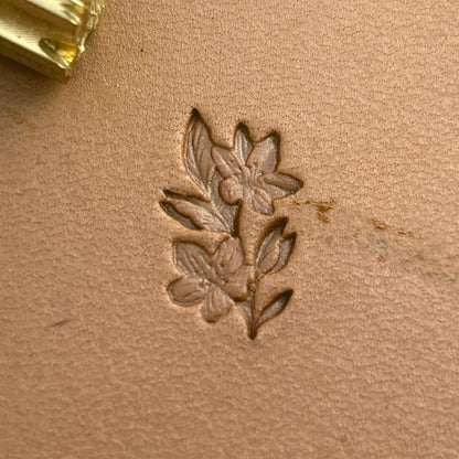 Petite Blossom Flower leather stamp LT713 — pattern imprint on veg-tan leather