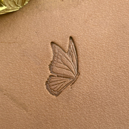 Butterfly leather stamp LT714 — pattern imprint on veg-tan leather