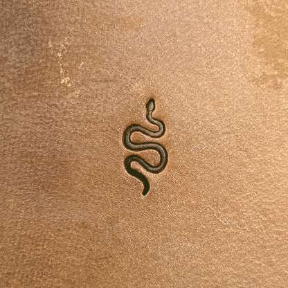 Curvy Line Snake leather stamp LT721 — single impression on veg-tan leather