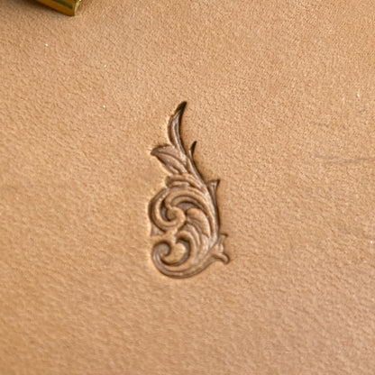 Flourish leather stamp LT724 — pattern imprint on veg-tan leather