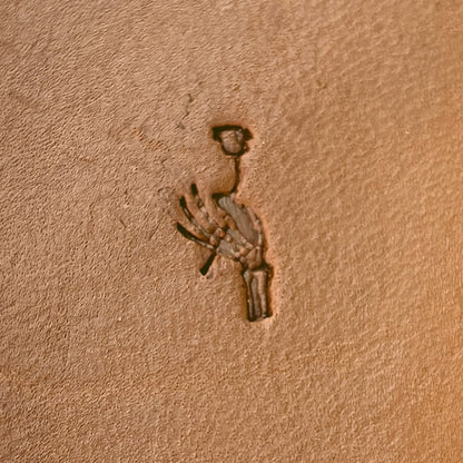 Skeleton Hand and Flower leather stamp LT726 — pattern imprint on veg-tan leather