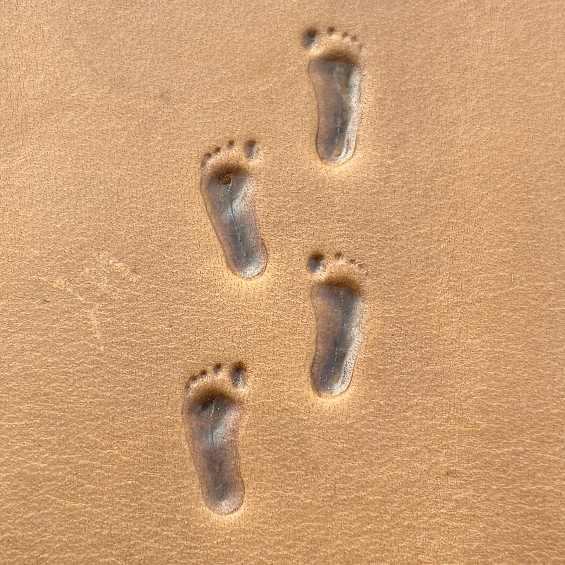 Bare Footprint leather stamp LT748 — pattern imprint on veg-tan leather