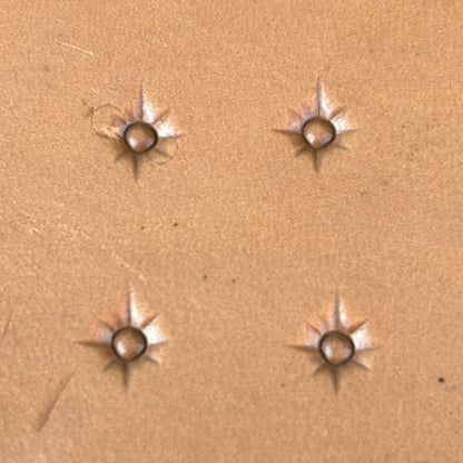 Starburst Geometric leather stamp LT749 — pattern imprint on veg-tan leather
