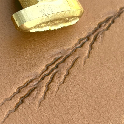 Claw Marks Paw leather stamp LT758 — brass stamping tool with imprint on natural veg-tan leather