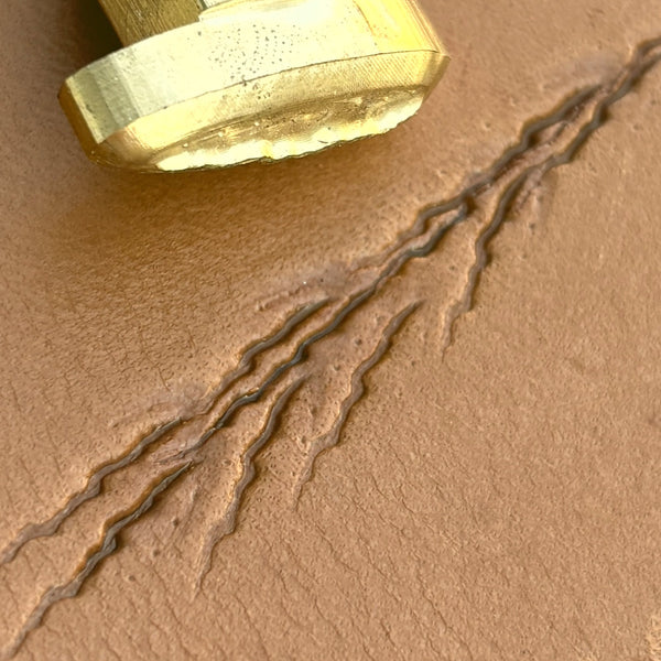 Claw Marks Paw leather stamp LT758 — brass stamping tool with imprint on natural veg-tan leather