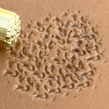 Cluster Textured leather stamp LT768 — brass stamping tool with imprint on natural veg-tan leather