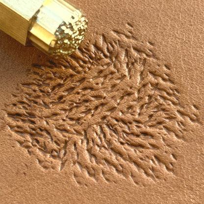 Fur Texture leather stamp LT769 — brass stamping tool with imprint on natural veg-tan leather