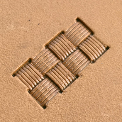 Boxed Lines Basket Weave leather stamp LT775 — pattern imprint on veg-tan leather