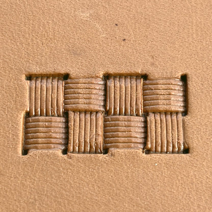 Boxed Lines Basket Weave leather stamp LT775 — pattern imprint on veg-tan leather