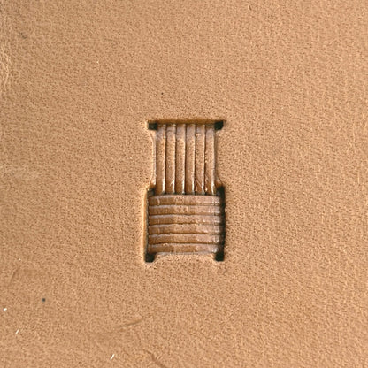Boxed Lines Basket Weave leather stamp LT775 — single impression on veg-tan leather