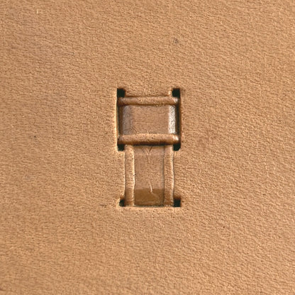Basket Weave leather stamp LT776 — single impression on veg-tan leather