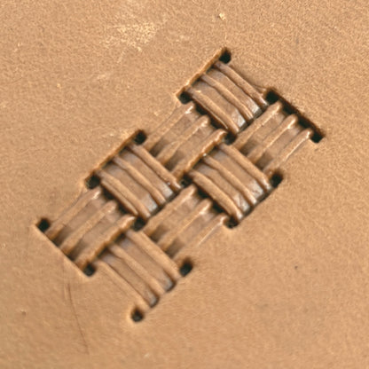 Basket Weave leather stamp LT777 — pattern imprint on veg-tan leather