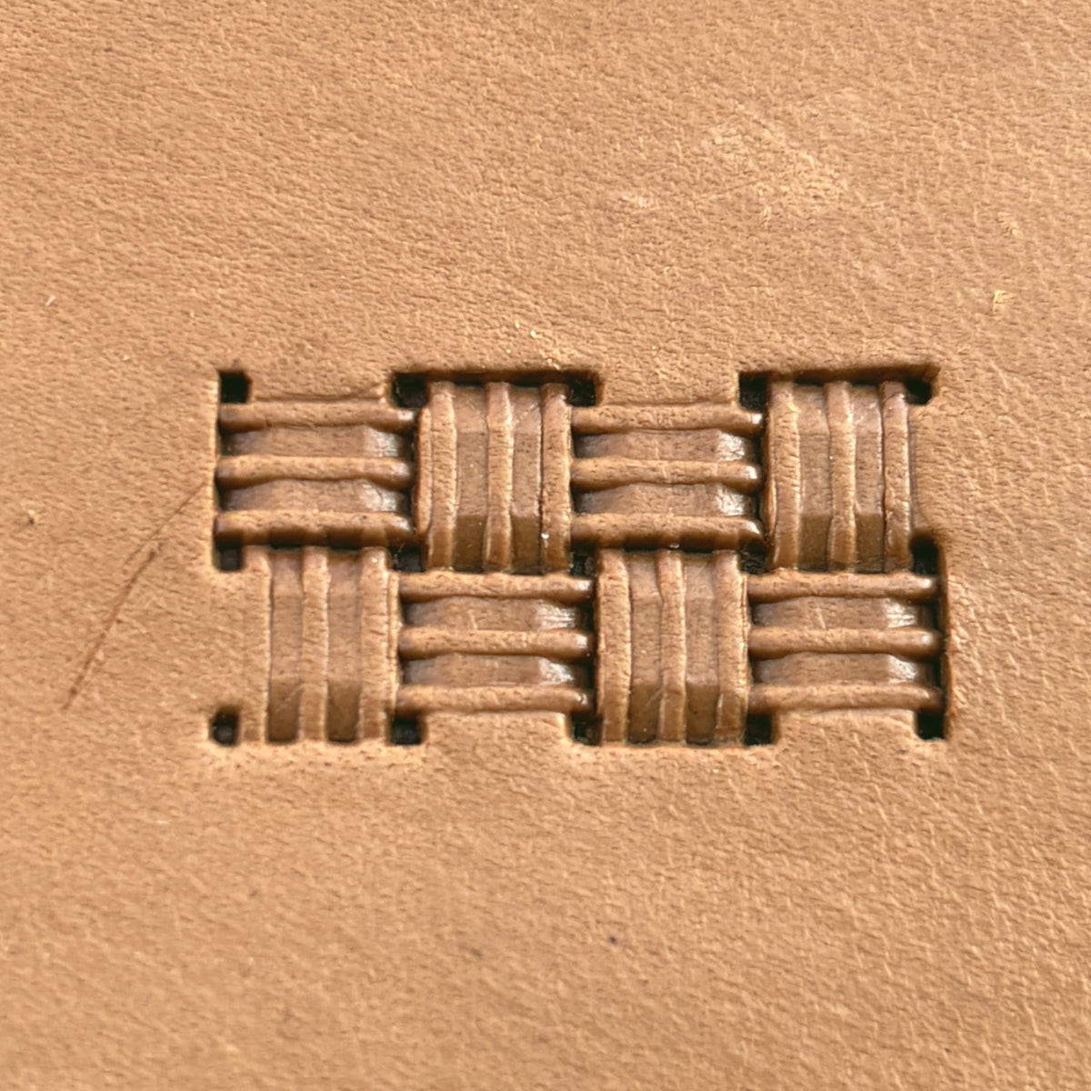 Basket Weave leather stamp LT777 — pattern imprint on veg-tan leather