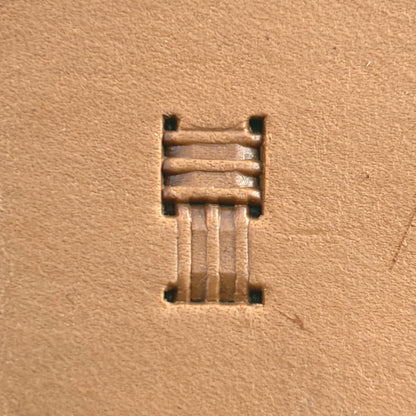 Basket Weave leather stamp LT777 — single impression on veg-tan leather