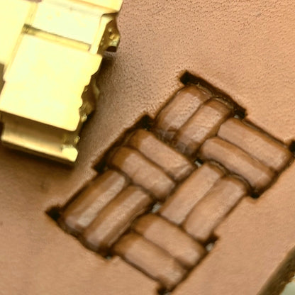 Basket Weave leather stamp LT781 — pattern imprint on veg-tan leather