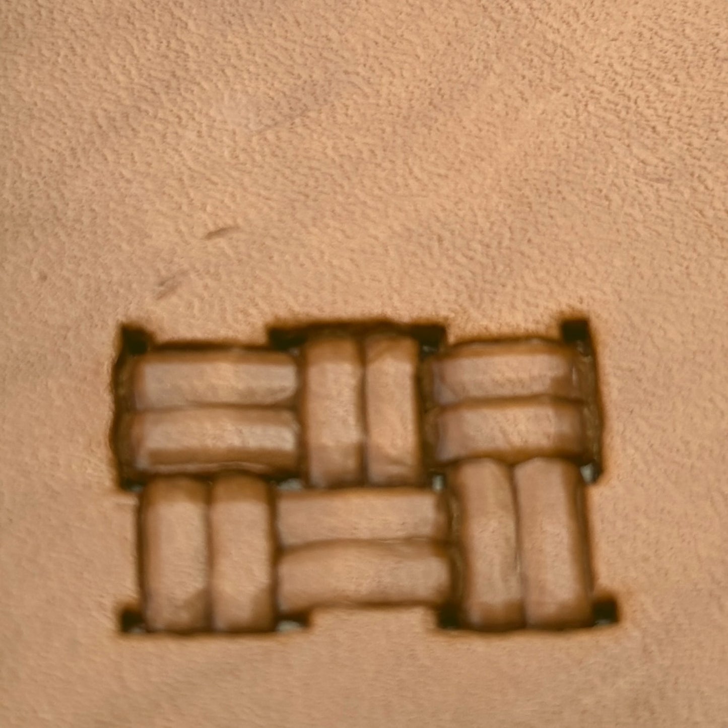 Basket Weave leather stamp LT781 — pattern imprint on veg-tan leather