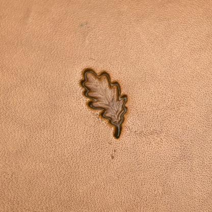 Oak Leaf leather stamp LT783 — pattern imprint on veg-tan leather