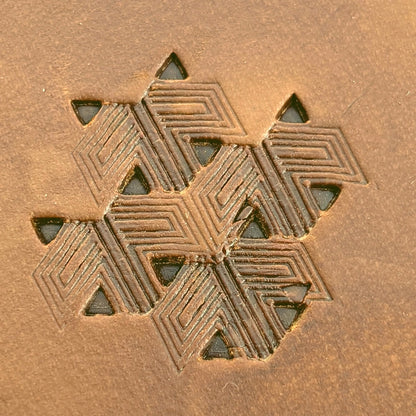 Geometric Lines leather stamp LT824 — pattern imprint on veg-tan leather