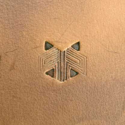 Geometric Lines leather stamp LT824 — single impression on veg-tan leather