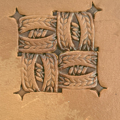 Braided Squares Basket Weave leather stamp LT825 — pattern imprint on veg-tan leather