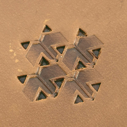 Smooth Hex Tile leather stamp LT827 — pattern imprint on veg-tan leather