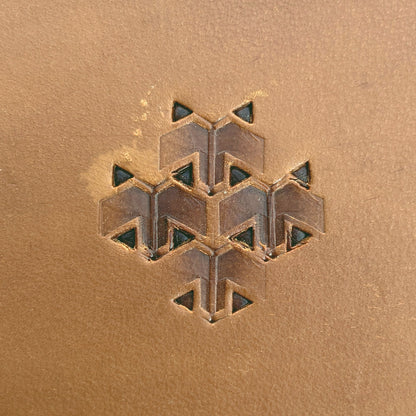 Smooth Hex Tile leather stamp LT827 — pattern imprint on veg-tan leather