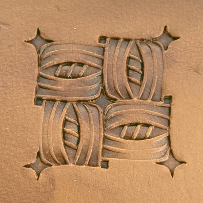 Diamond Lines Basket Weave leather stamp LT828 — pattern imprint on veg-tan leather