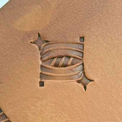 Diamond Lines Basket Weave leather stamp LT828 — single impression on veg-tan leather