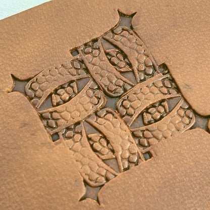 Cobbled Basket Weave leather stamp LT829 — pattern imprint on veg-tan leather