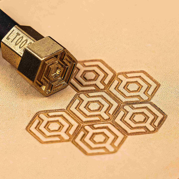 Geometric Leather Stamp – Hex Tiles