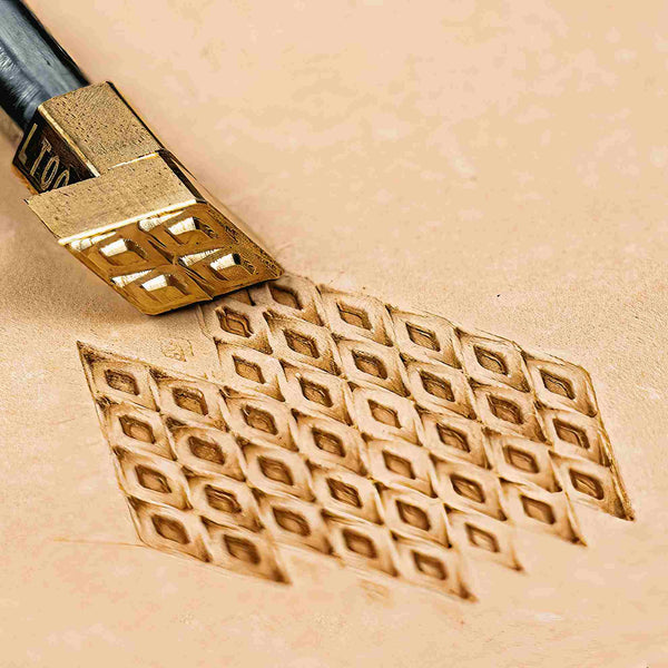 Geometric Leather Stamp – Diamond Grid