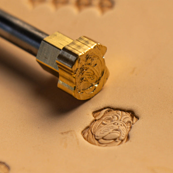 Dog Leather Stamp – Bulldog Face